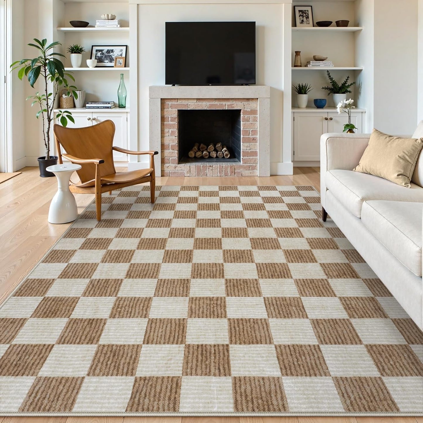 LIVEBOX 8x10 Area Rugs for Living Room, Checkered Non-Slip