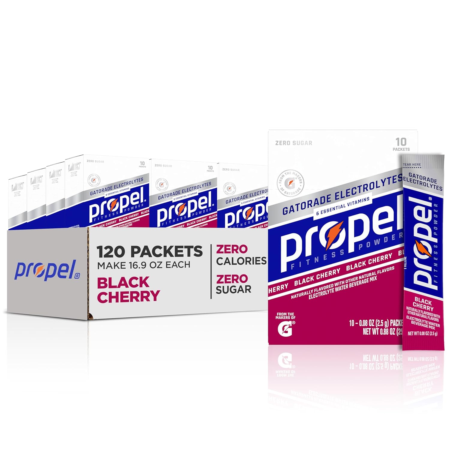 Electrolyte Enhanced Water Drink Mix Powder Packets, Black Cherry
