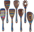 Pakkawood 7-Piece Blue Wooden Cooking Utensils Set - Non-Stick Safe