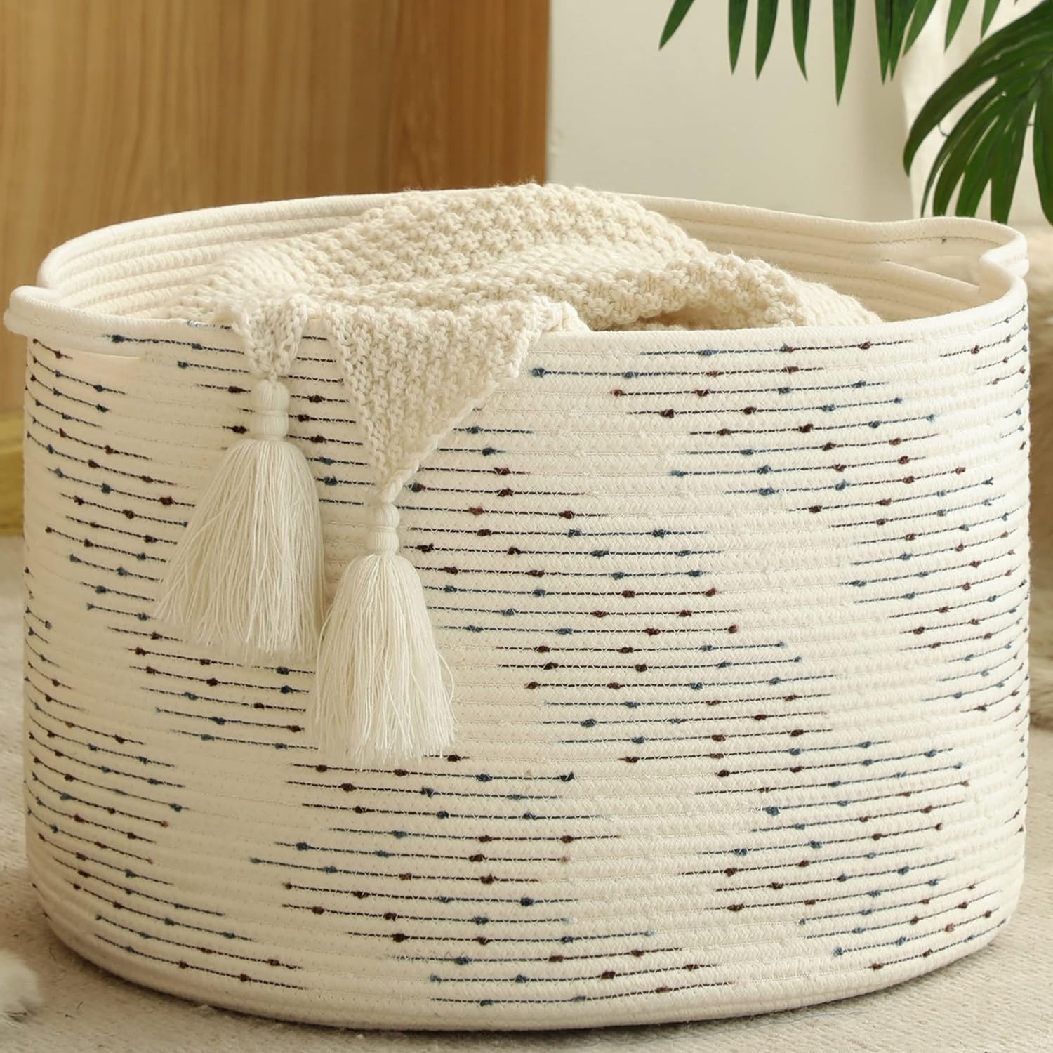 KAKAMAY Large Blanket Basket for Storage and Organization Needs