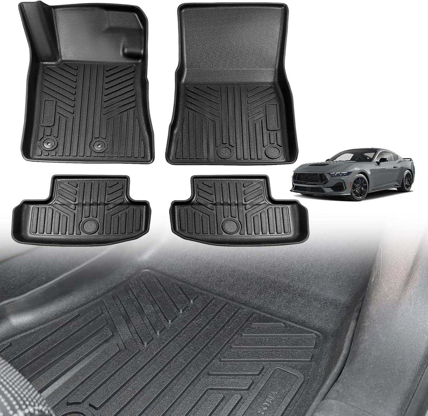 TripleAliners 3PCS Floor Mats for 2024 2025 Ford Mustang Full Set