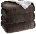 Sherpa Fleece Blanket King Size Brown 108x90 in - Thick, Reversible