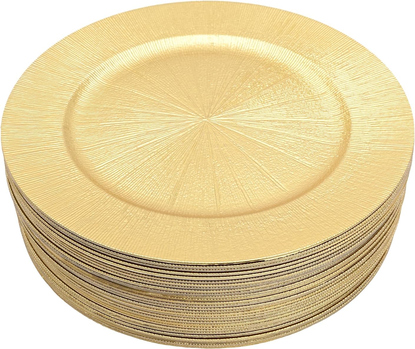 Gold Plastic Charger Plates Set - Elegant Tabletop Decor