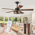 Farmhouse Ceiling Fans with Light 48 in - Quiet Reversible DC Motor