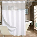 Extra Long No Hook Shower Curtain with Snap in Liner Set - Hotel White