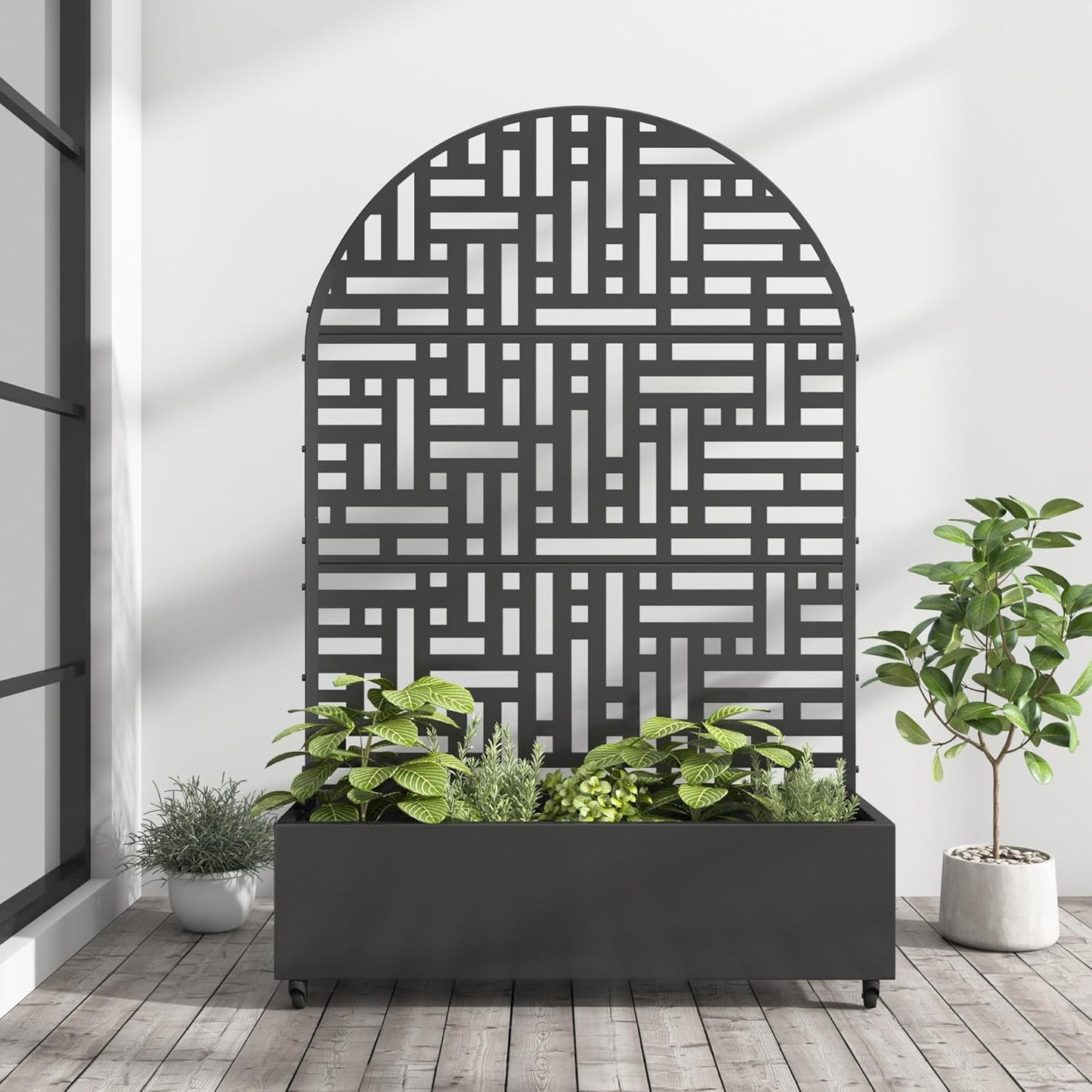 Casaphoria Metal Raised Garden Bed with Trellis and Wheels