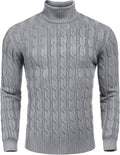 Men's Slim Fit Turtleneck Sweater - Twisted Knit Warm Pullover