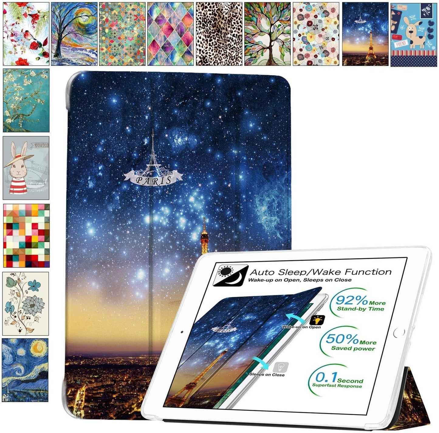 DuraSafe iPad 9 8 7 Case - UltraSlim Paris Night Design
