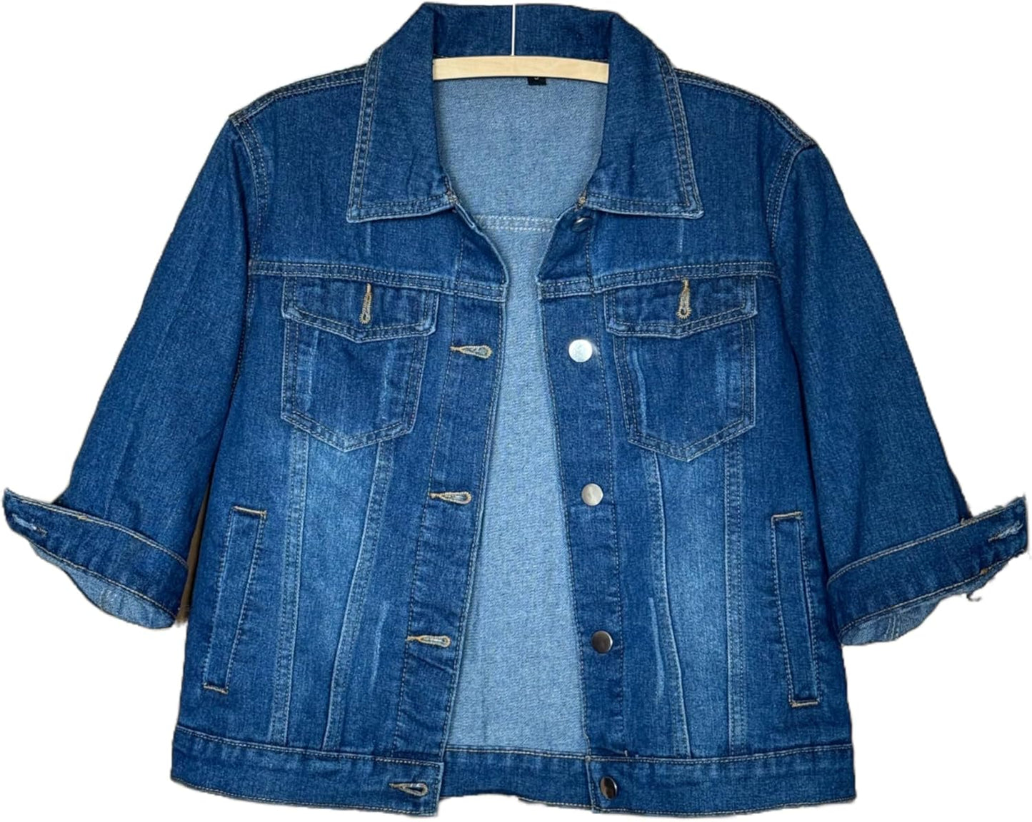 Stylish Women's 3/4 Sleeve Cropped Denim Jacket for All Occasions