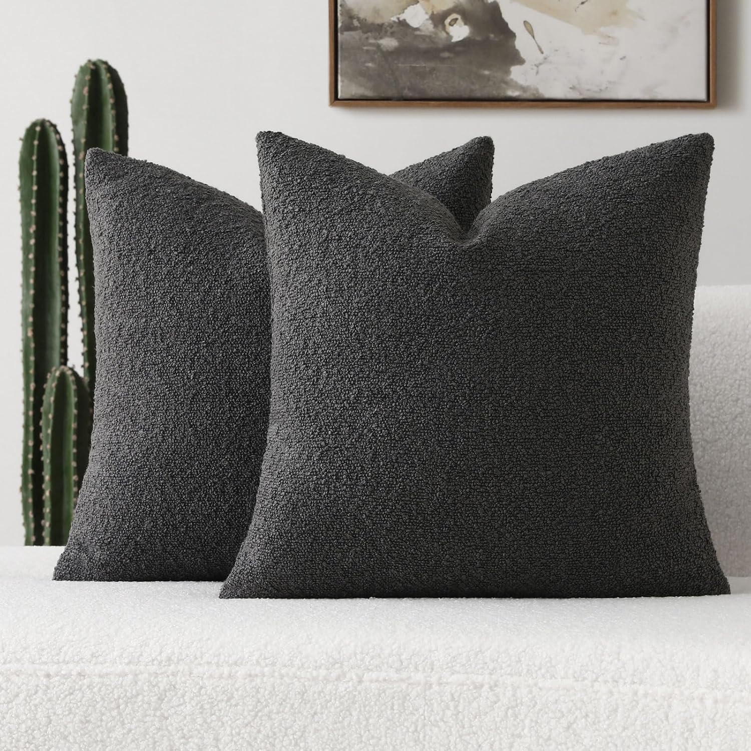 FUTEI Pack of 2 Dark Grey Decorative Throw Pillow Covers 26in