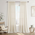 Joywell Cream Natural Back Tab Rod Pocket Linen Curtains 108 in - Soft