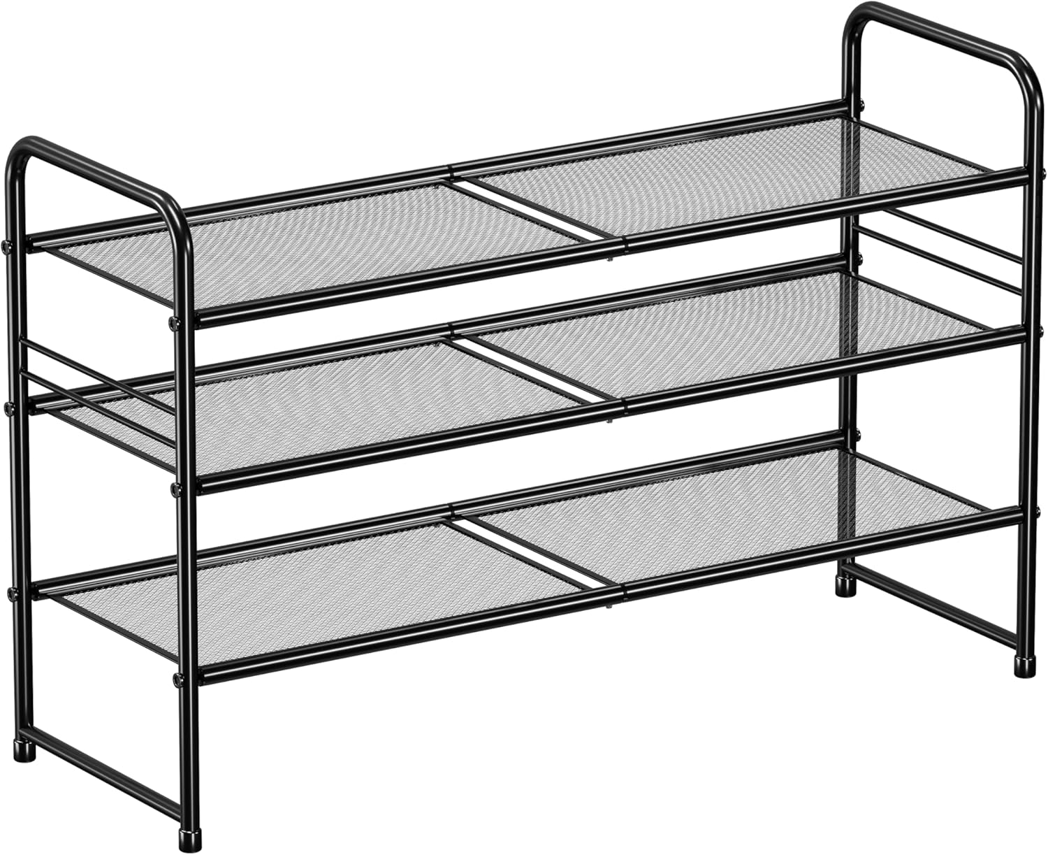 3-Tier Mesh Shoe Rack for Organized Storage and Stability