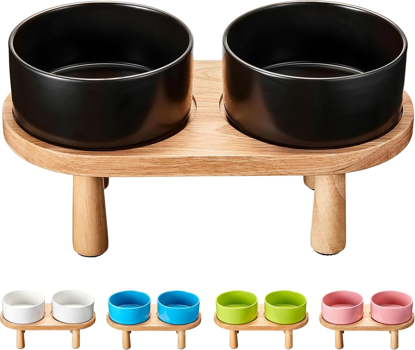 Ceramic Elevated Dog Bowls Set for Small Dogs and Cats