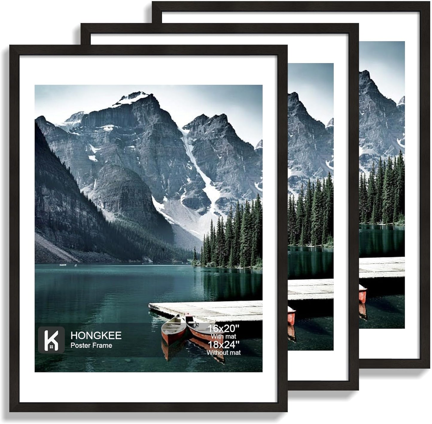 18x24 Frame Set of 3 for Photos and Posters - Black Design