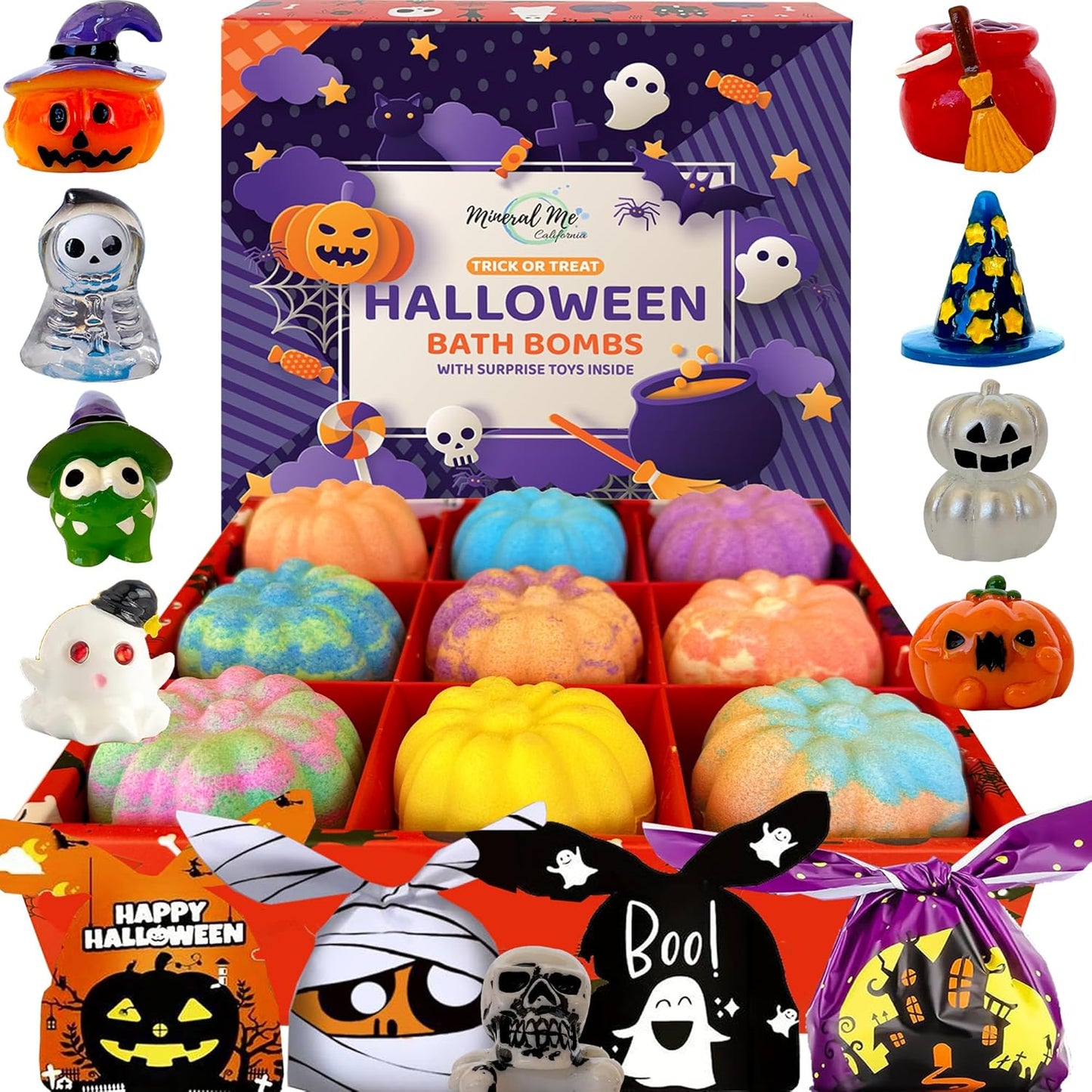 Organic Halloween Bath Bombs for Kids with Surprise Toys Inside
