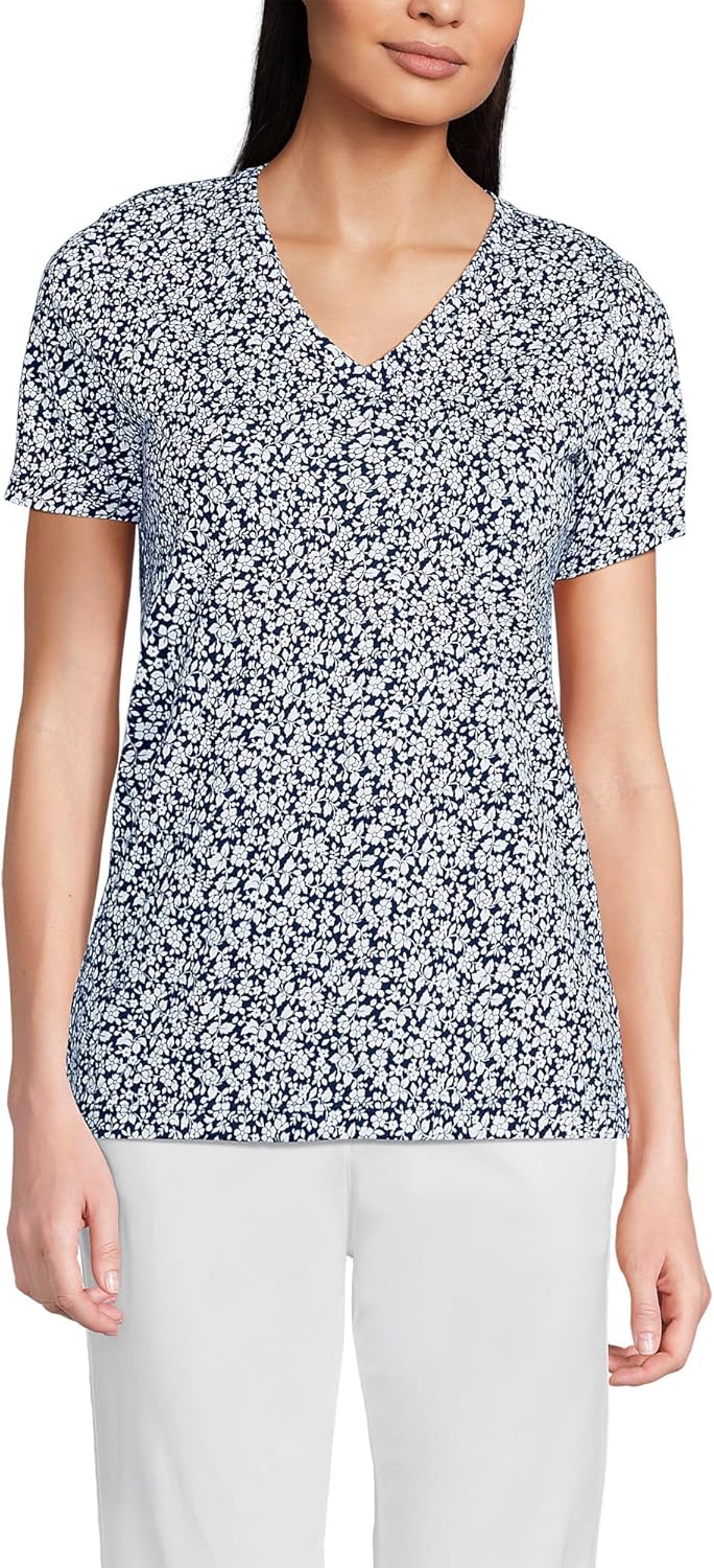 Relaxed Supima Cotton V-Neck T-Shirt for Women - Comfort & Style