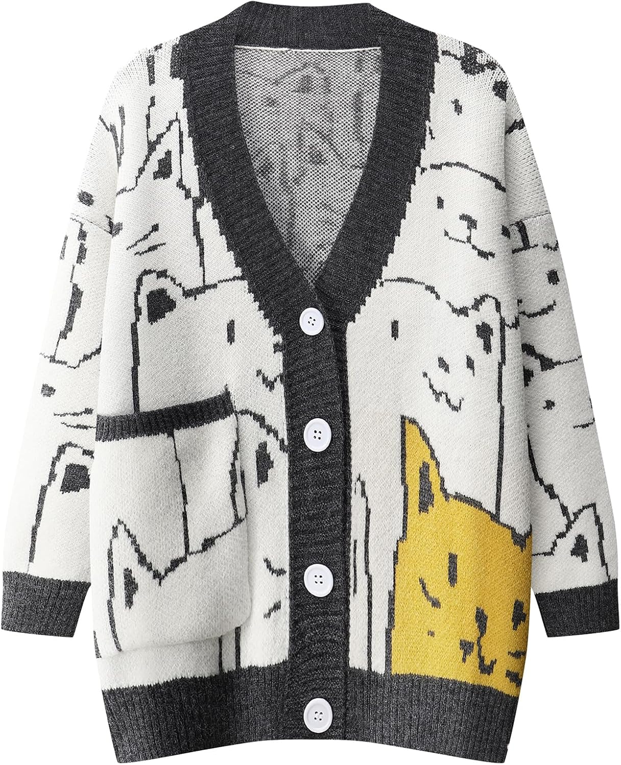 Cute Kawaii Cat Sweater for Women Oversized Knit Cardigan
