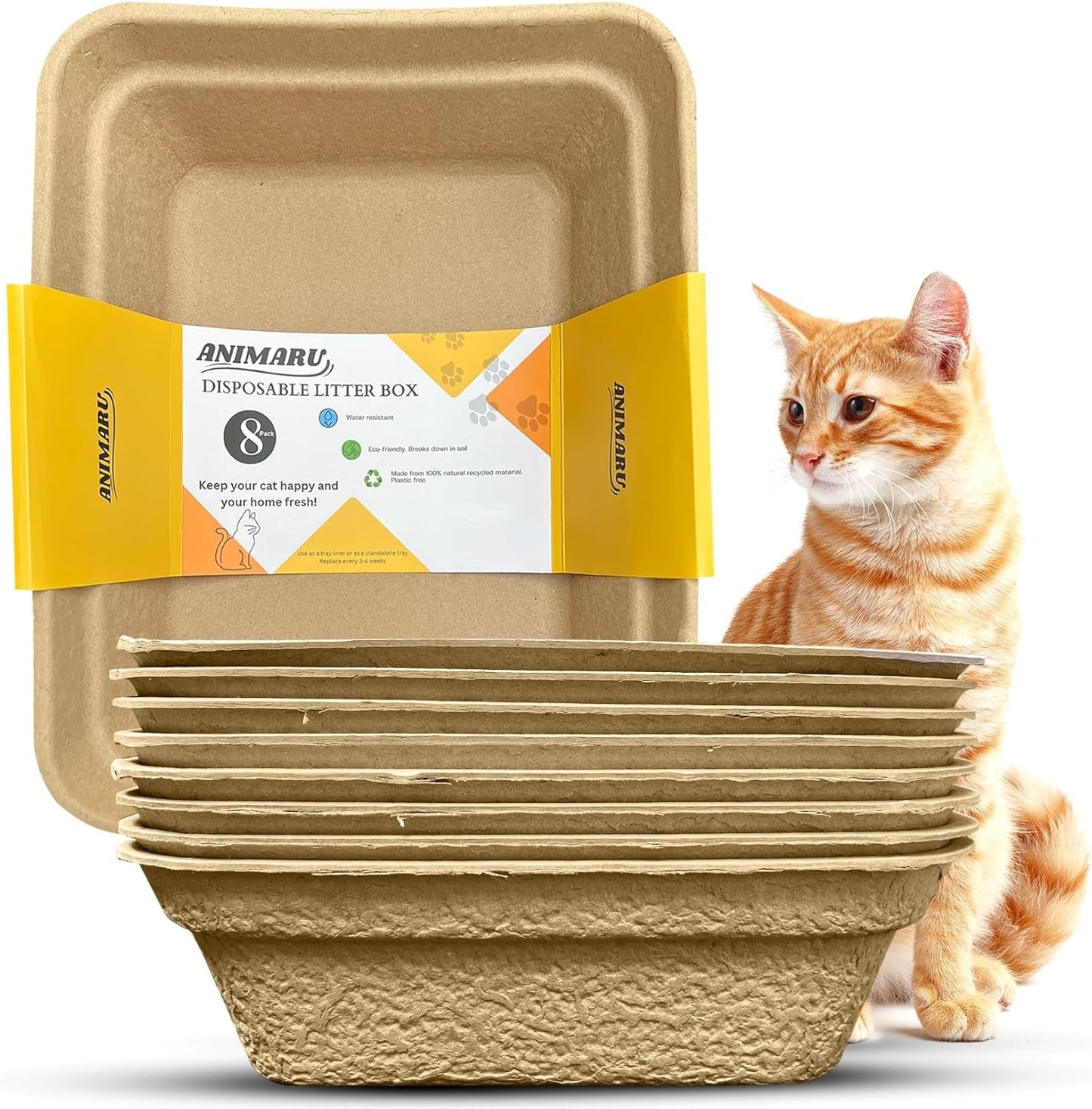 Disposable Litter Boxes for Easy Cat Care - 8-Pack Large Size