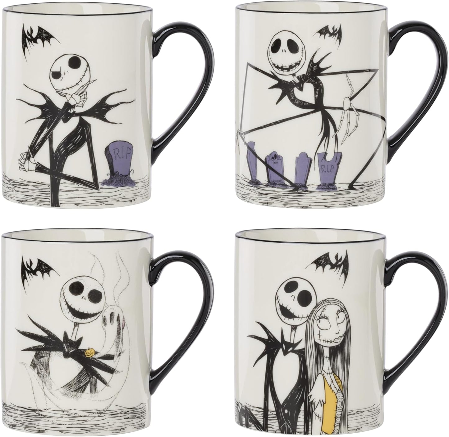 Lenox Nightmare Before Christmas 16 Oz Mugs Set of 4 for Halloween