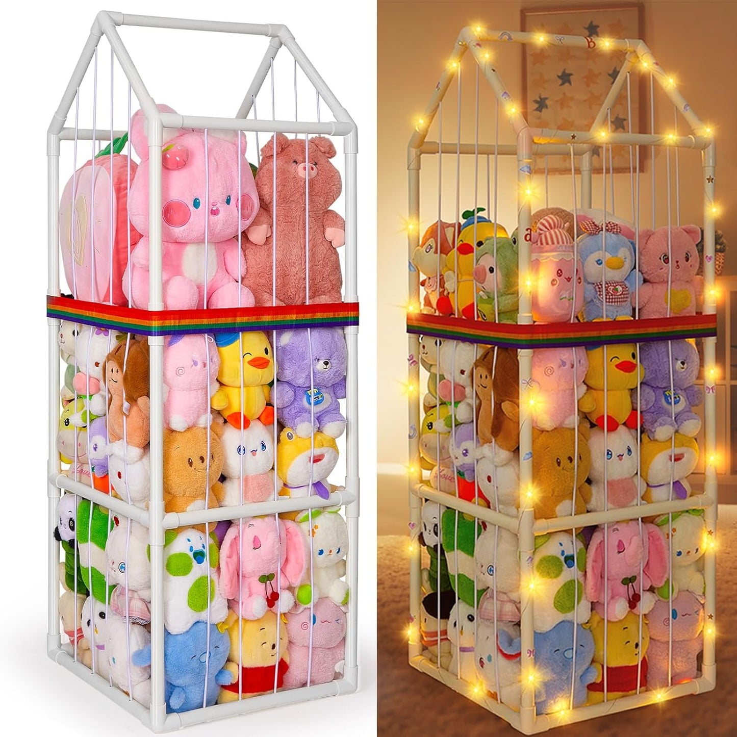 Unicorn Castle Stuffed Animals Storage Organizer for Kids Playroom