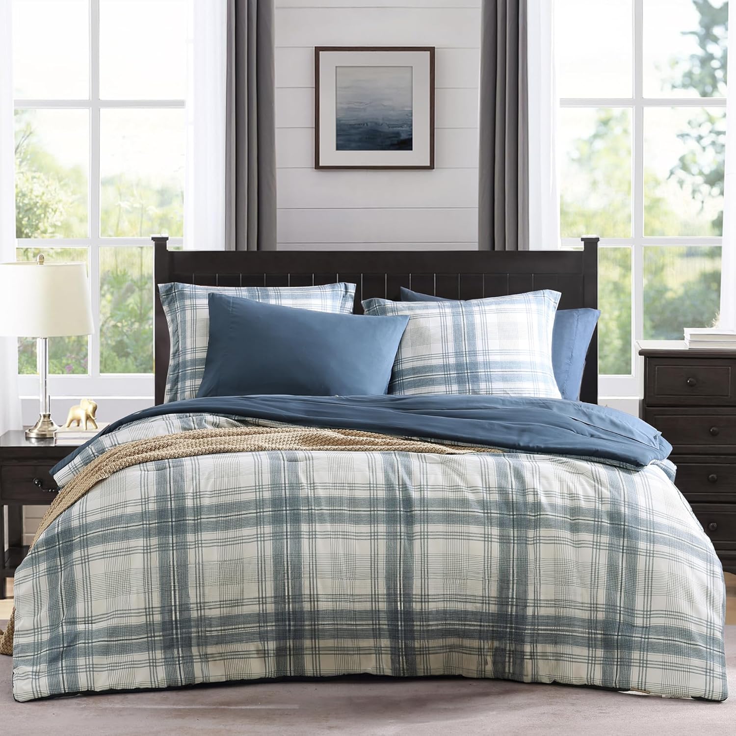MaiReve Plaid Twin XL Comforter Set for Boys & Girls Bedding