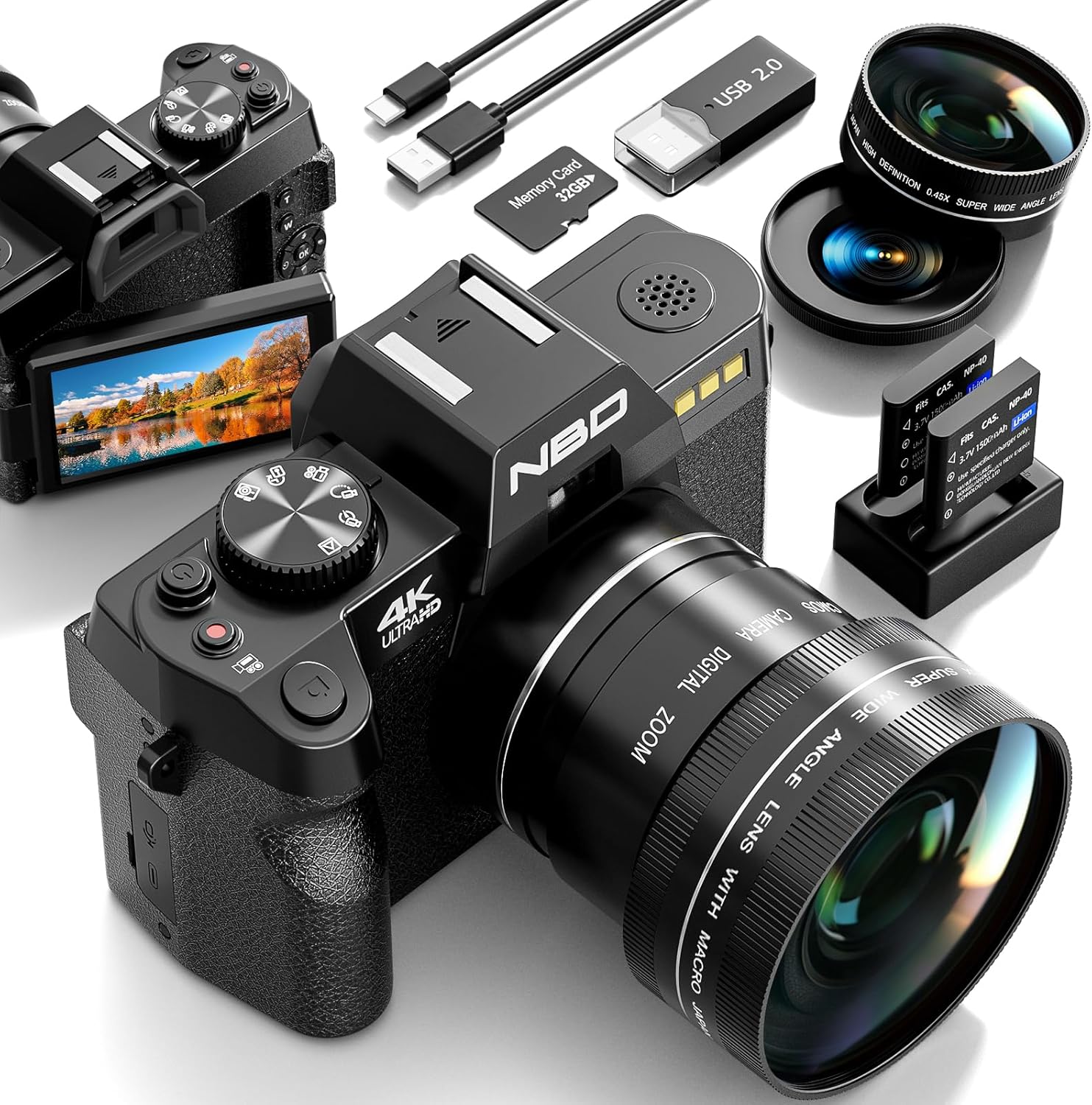 48MP WiFi Camera: 4K Vlogging, 16X Zoom, Anti-Shake