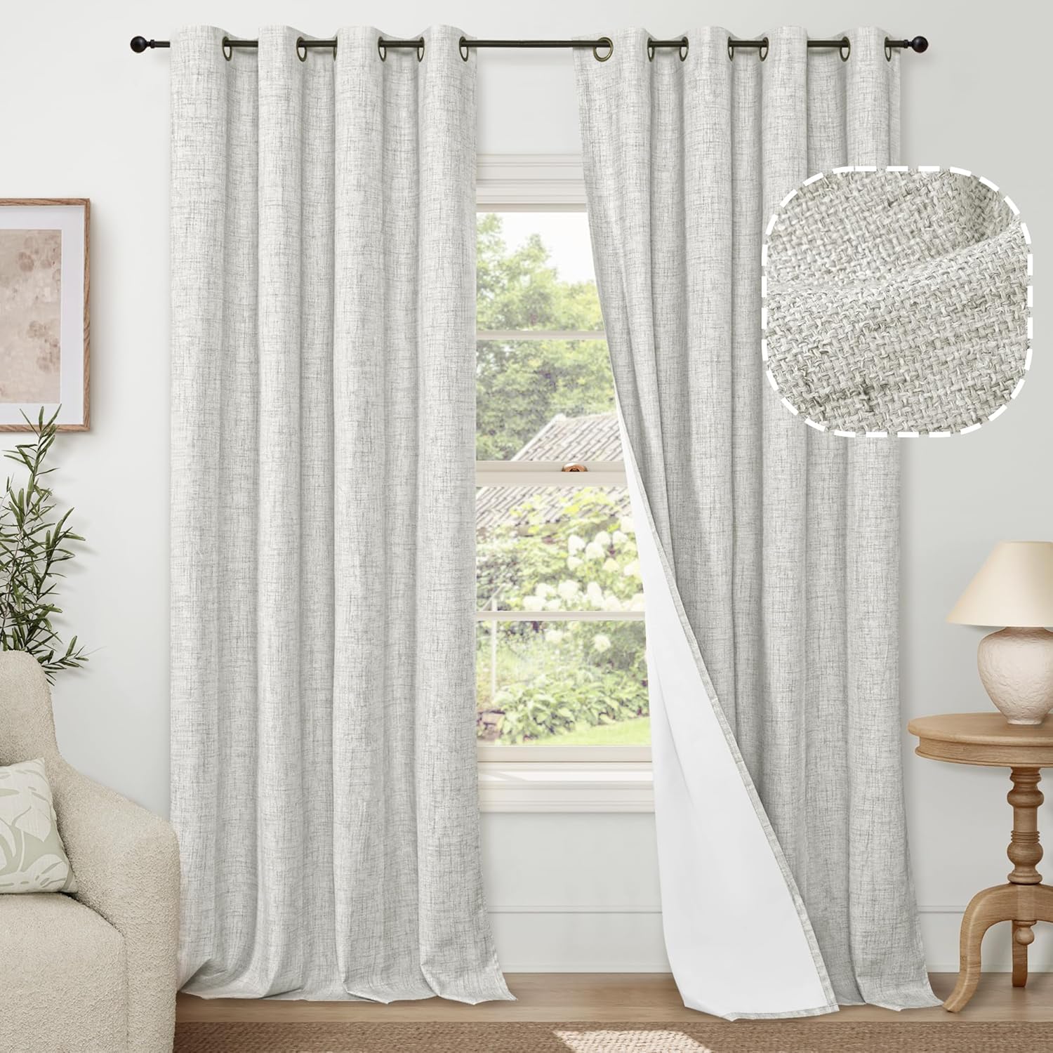 100% Blackout Curtains for Living Room - Light Grey 90 Inch Set