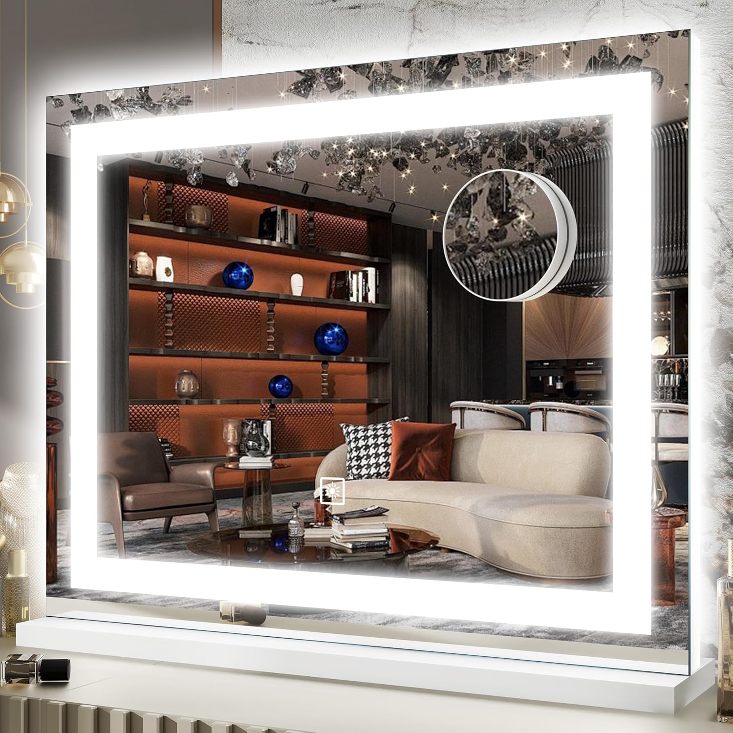 FENNIO 22in x 20in Vanity Mirror with Lights for Makeup