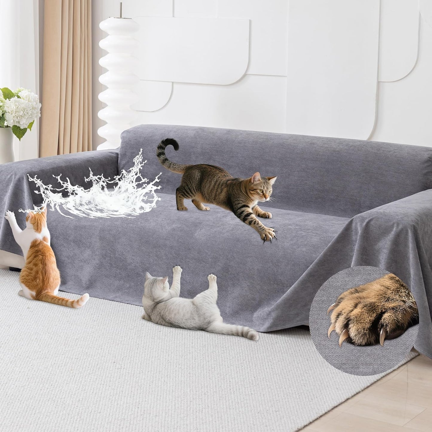 Loiion Cat Scratch Furniture Protector - Anti-Slip Sofa Cover