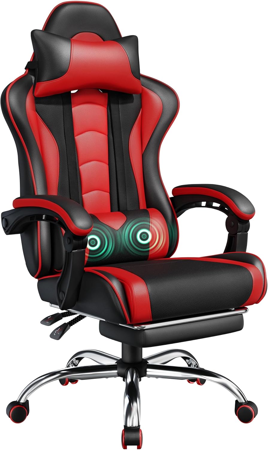Yaheetech Gaming Chair with Massage & Footrest