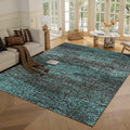 Washable Area Rug 6 ft x 9 ft Green - Non-Slip Vintage Charm
