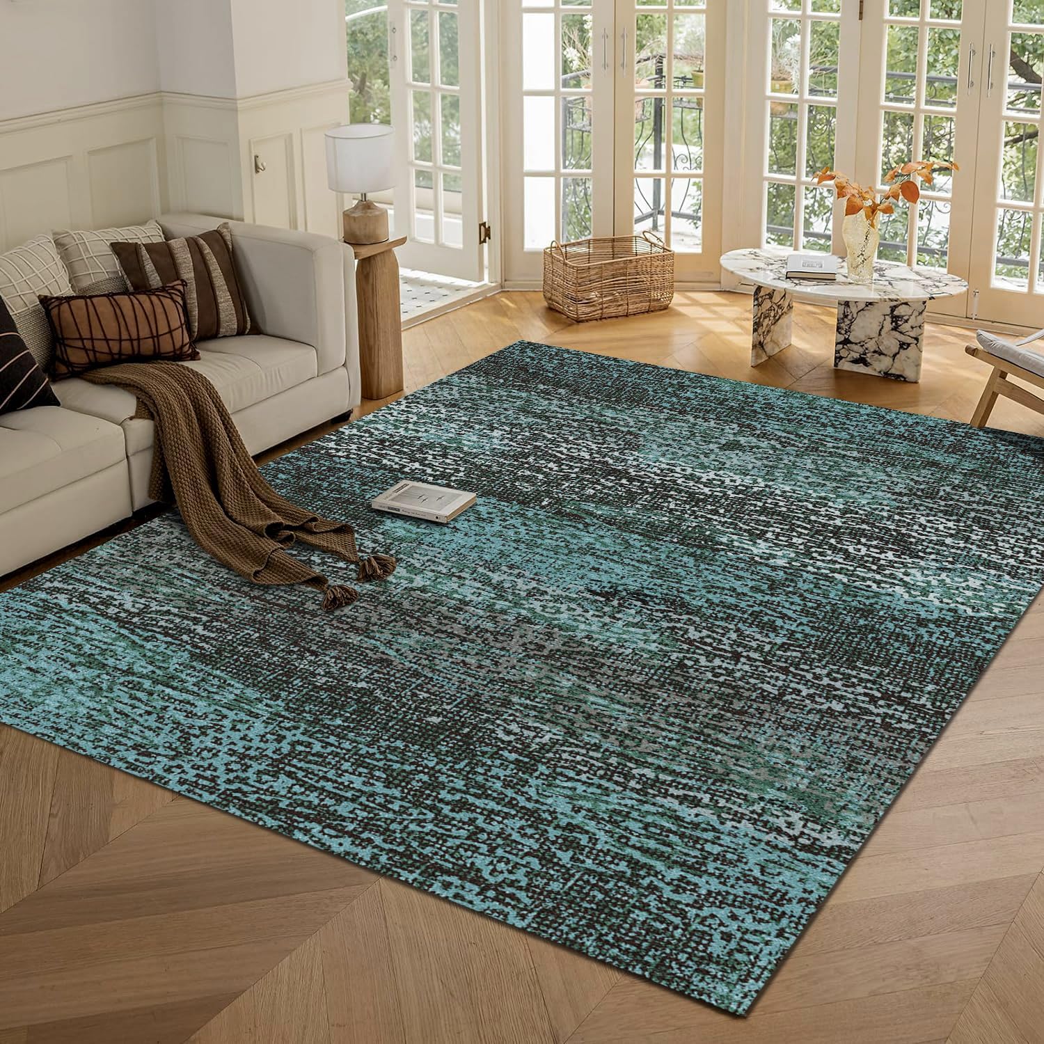 Washable Area Rug - Vintage Charm for Living Room & Bedroom