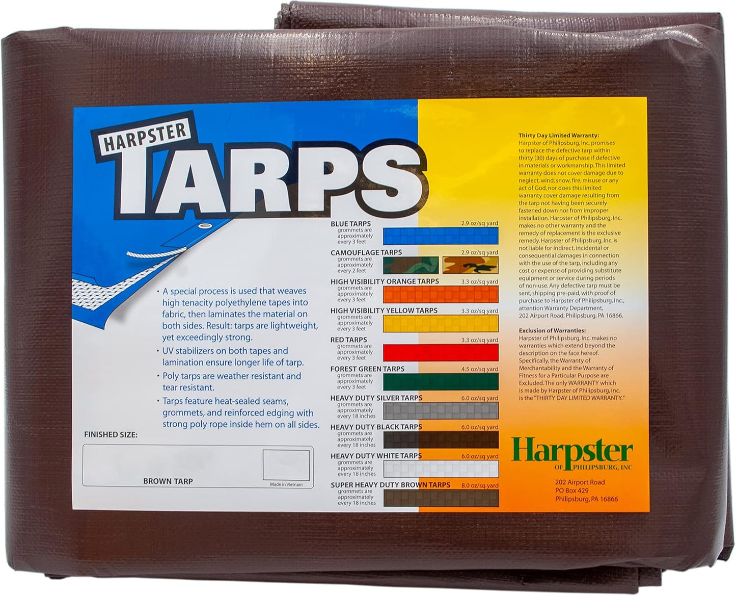 6'X8' Heavy Duty Brown Tarp - Strong & Durable