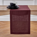 Burgundy Linen Table Runner 14 x 132 in - Classic Hemstitch