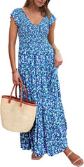 PRETTYGARDEN Women's Summer Flowy Maxi Dress - Flattering Smocked S=US