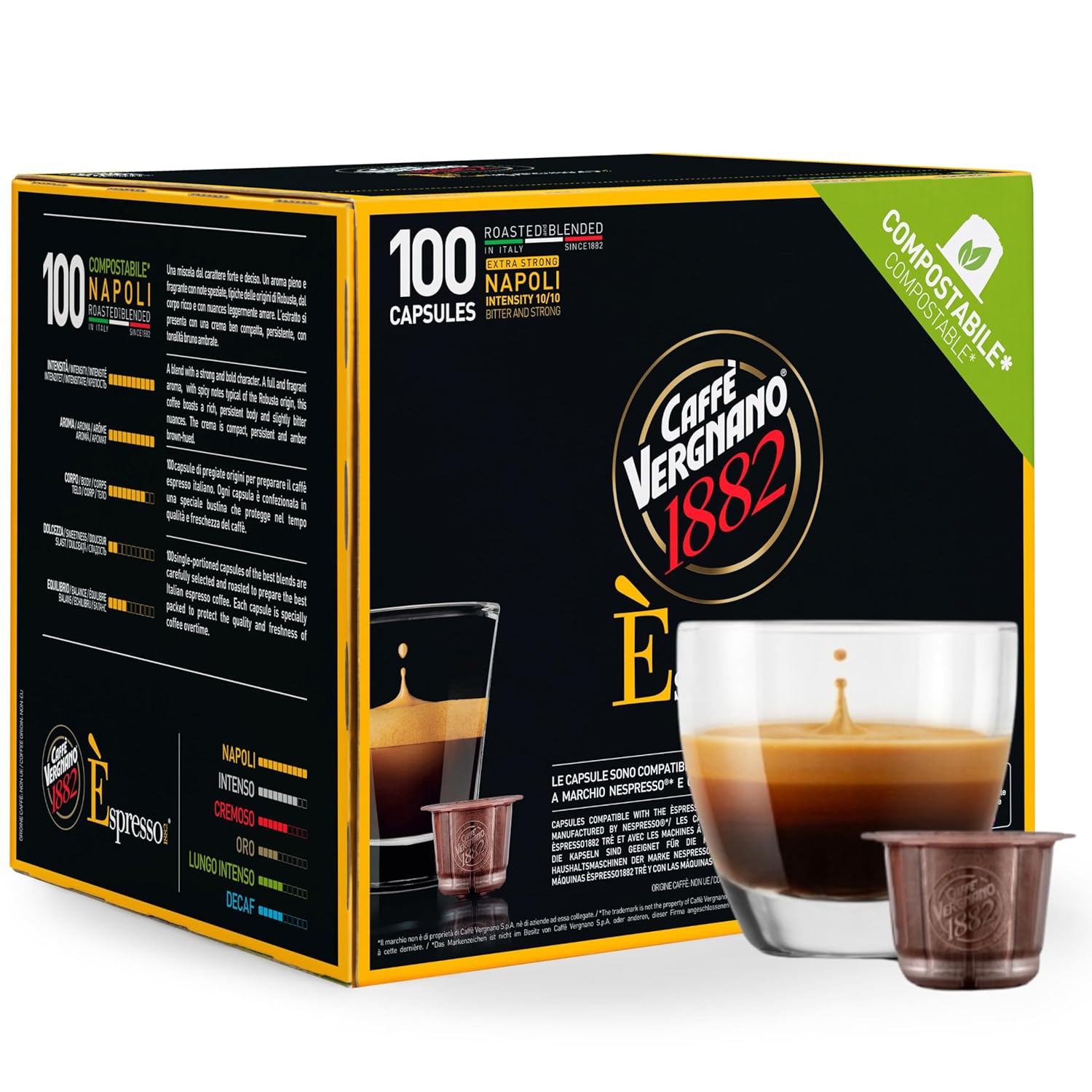 Caffe' Vergnano 1882 Napoli Espresso Capsules for Nespresso Machines