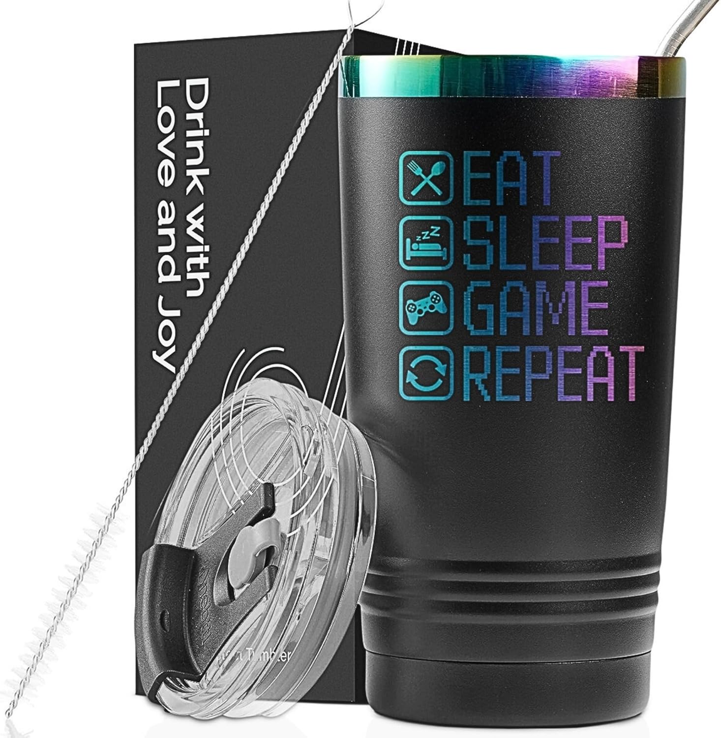 Eat Sleep Game Repeat Tumbler by Onebttl