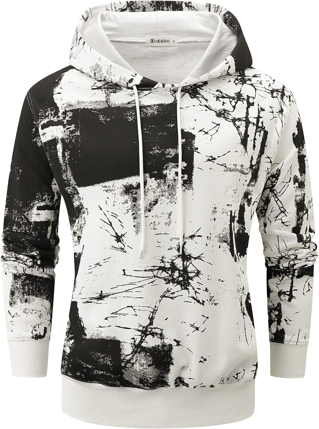 KLIEGOU Mens Tie-Dye Pullover Hooded Sweatshirt for Style