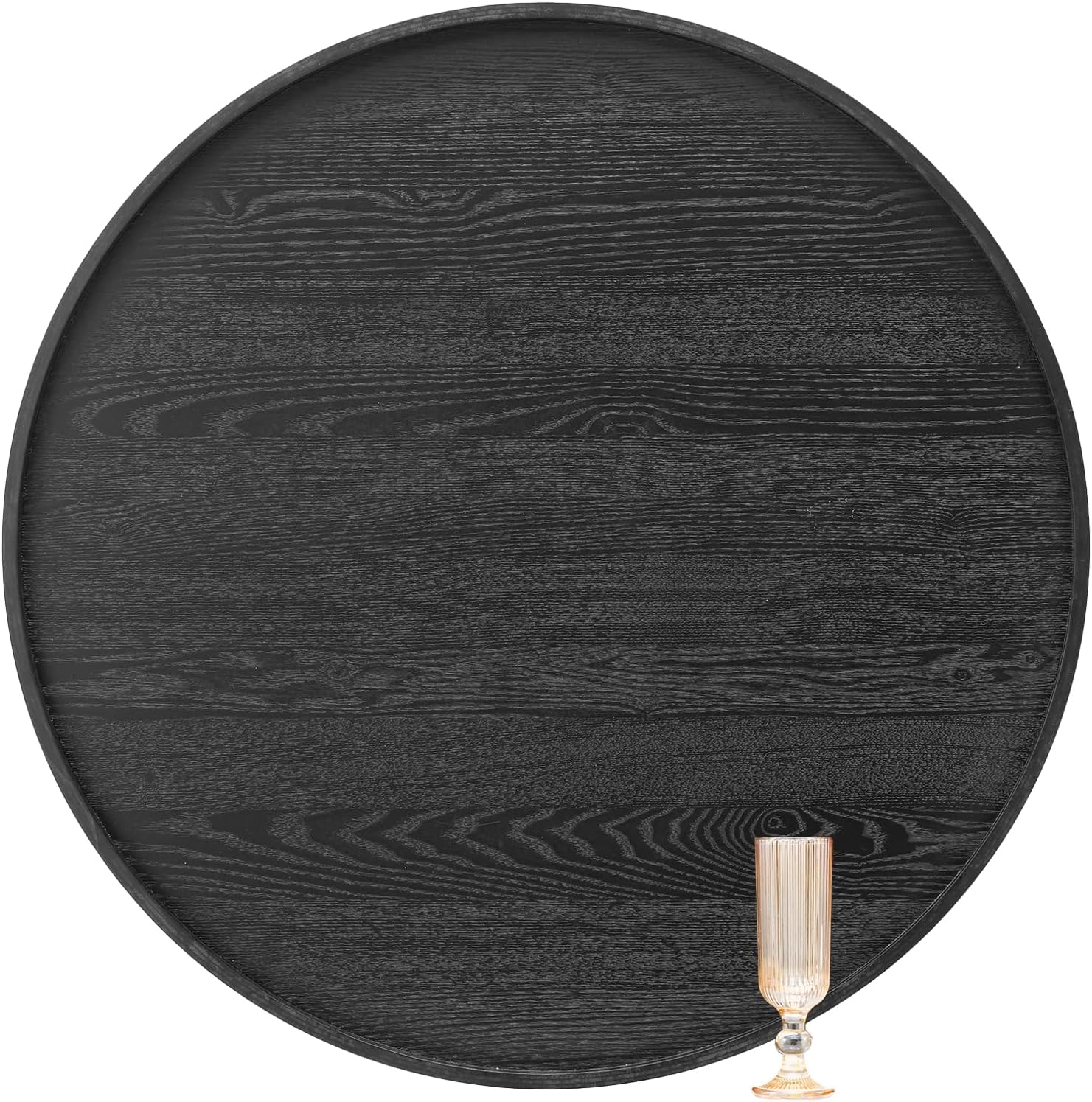 30 inch Round Solid Wood Serving Tray for Food and Drinks