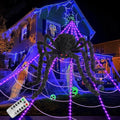 Giant Light-Up Spider Web with 250 Purple LED Lights for Halloween