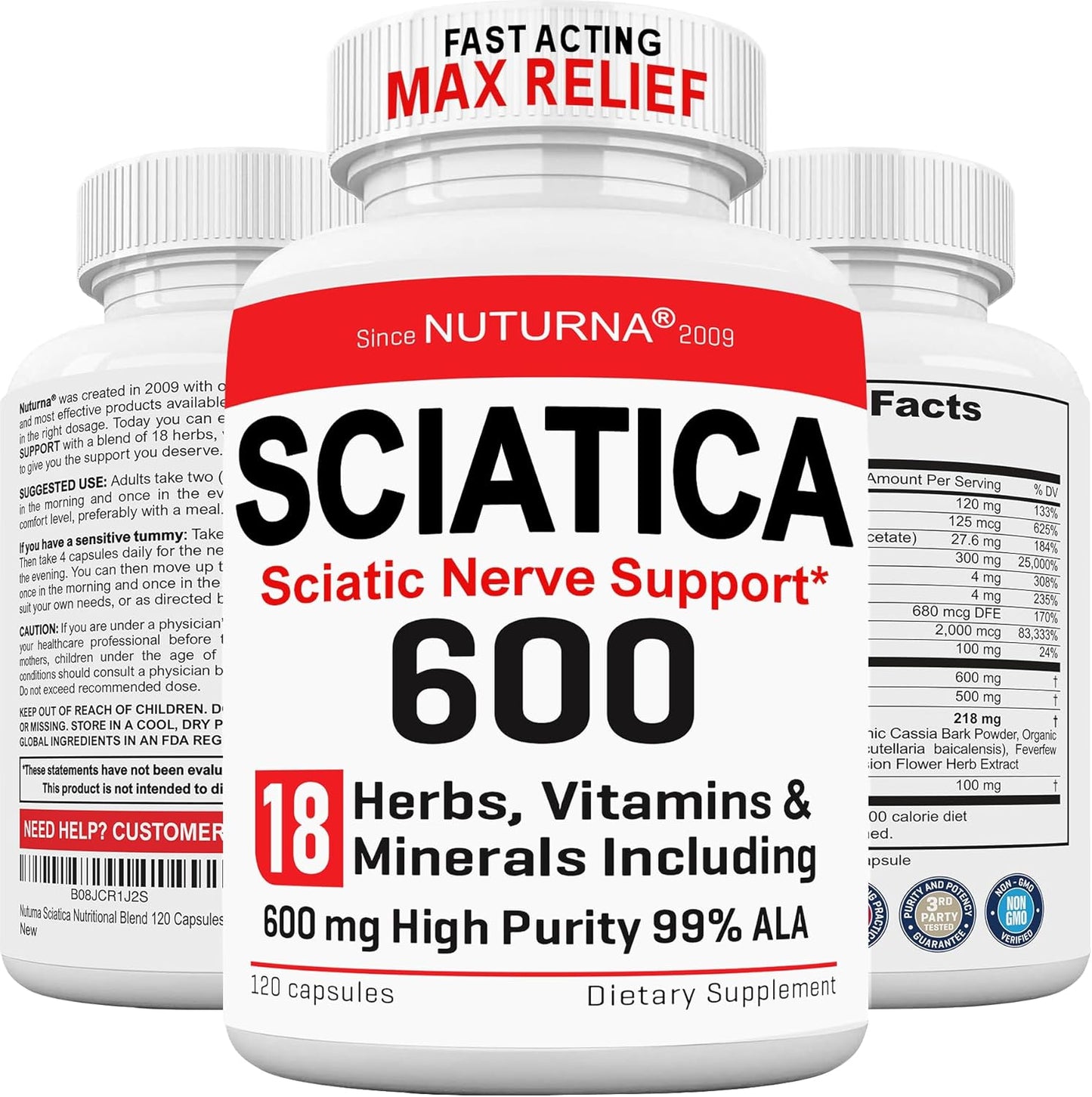 Sciatica Nerve Relief Supplement with 600 mg Alpha Lipoic Acid