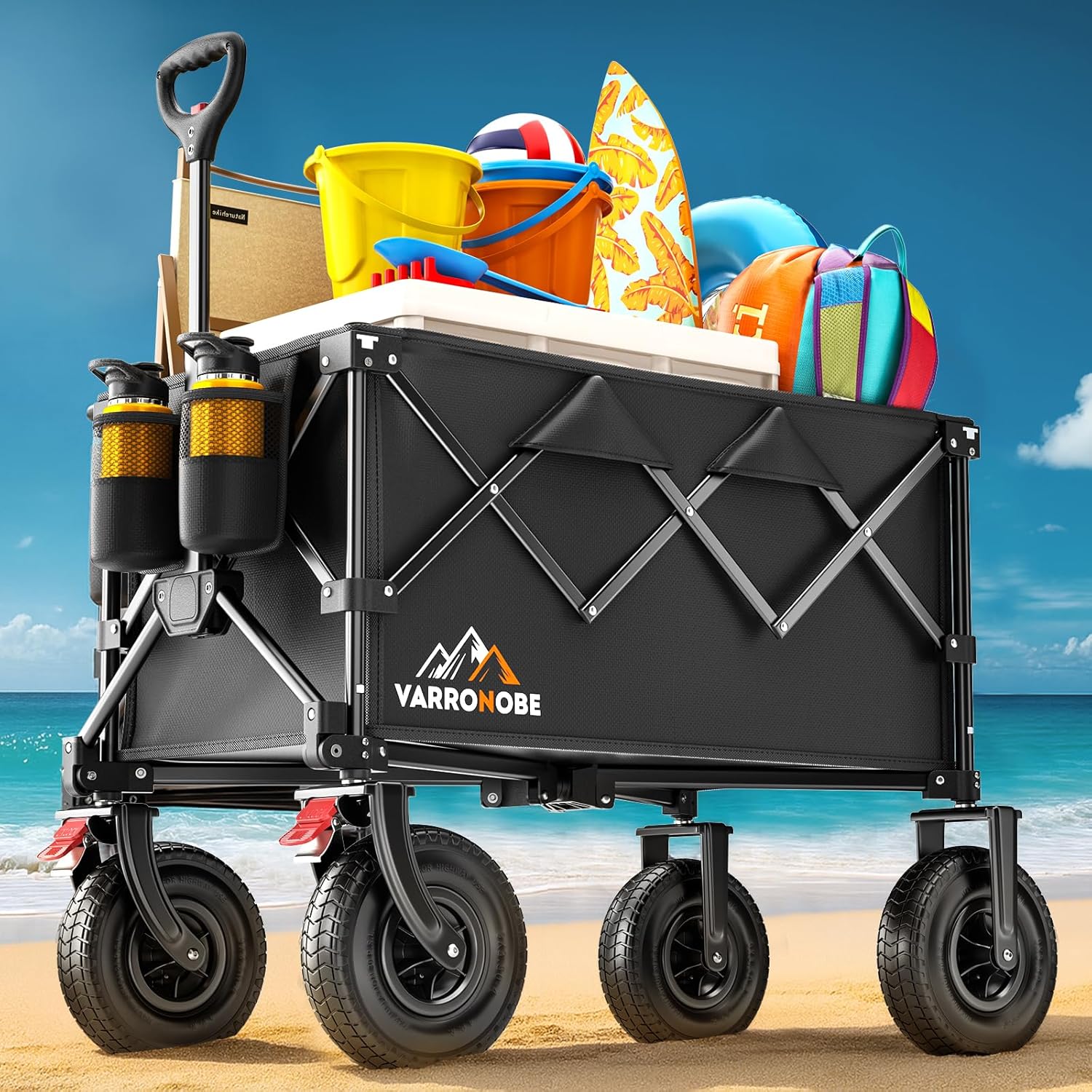 Big Rubber Wheels Beach Wagon Cart with Heavy Duty Design