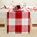 Very Merry Plaid Table Runner 14 x 60 in - Pure Linen Holiday Runner