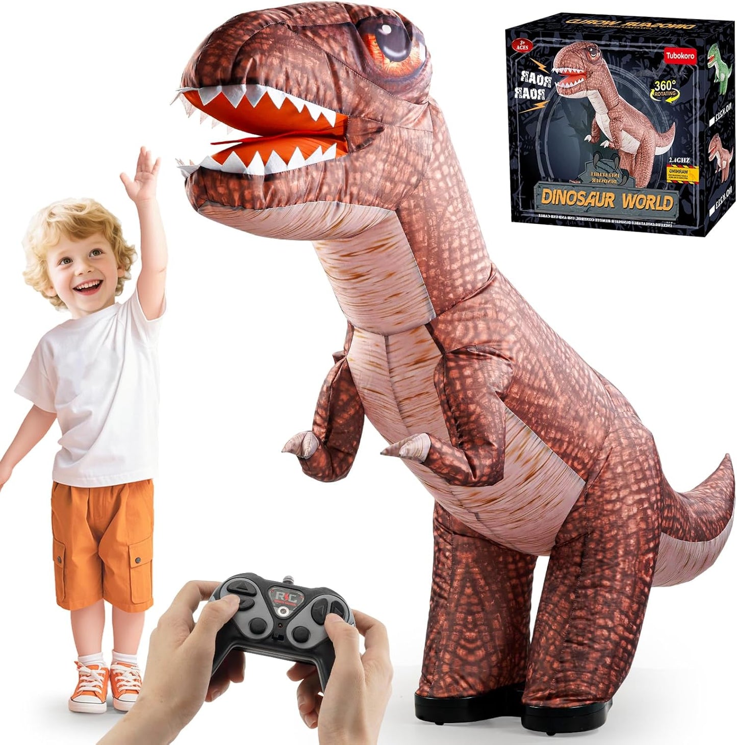 2.4GHz Remote Control Inflatable Dinosaur Toy for Kids Ages 3-12
