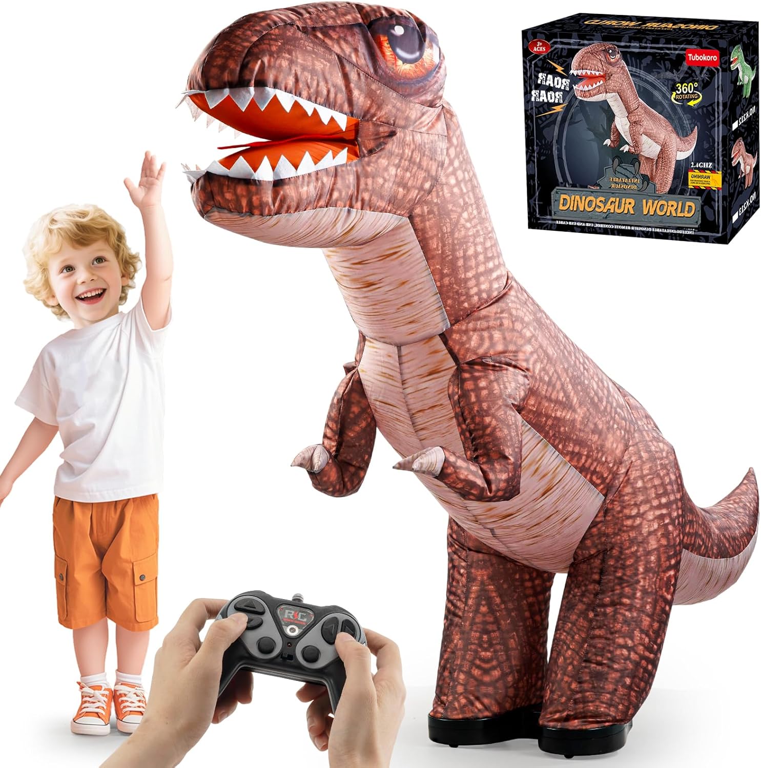 2.4GHz Remote Control Inflatable Dinosaur Toy for Kids Ages 3-12