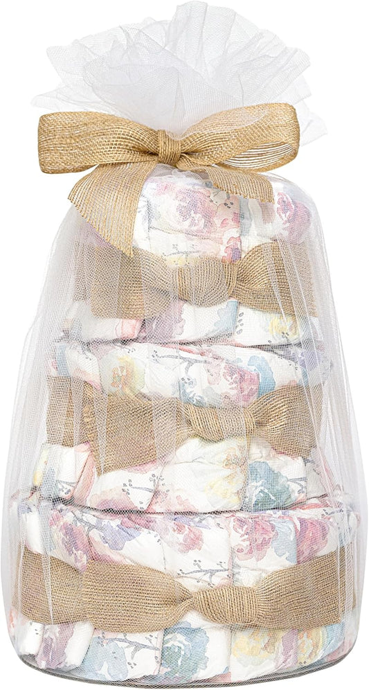 The Honest Co. Rose Blossom Diaper Cake | Vegan Diapers & Wipes | Size 1 (8-14 lbs) | 35ct