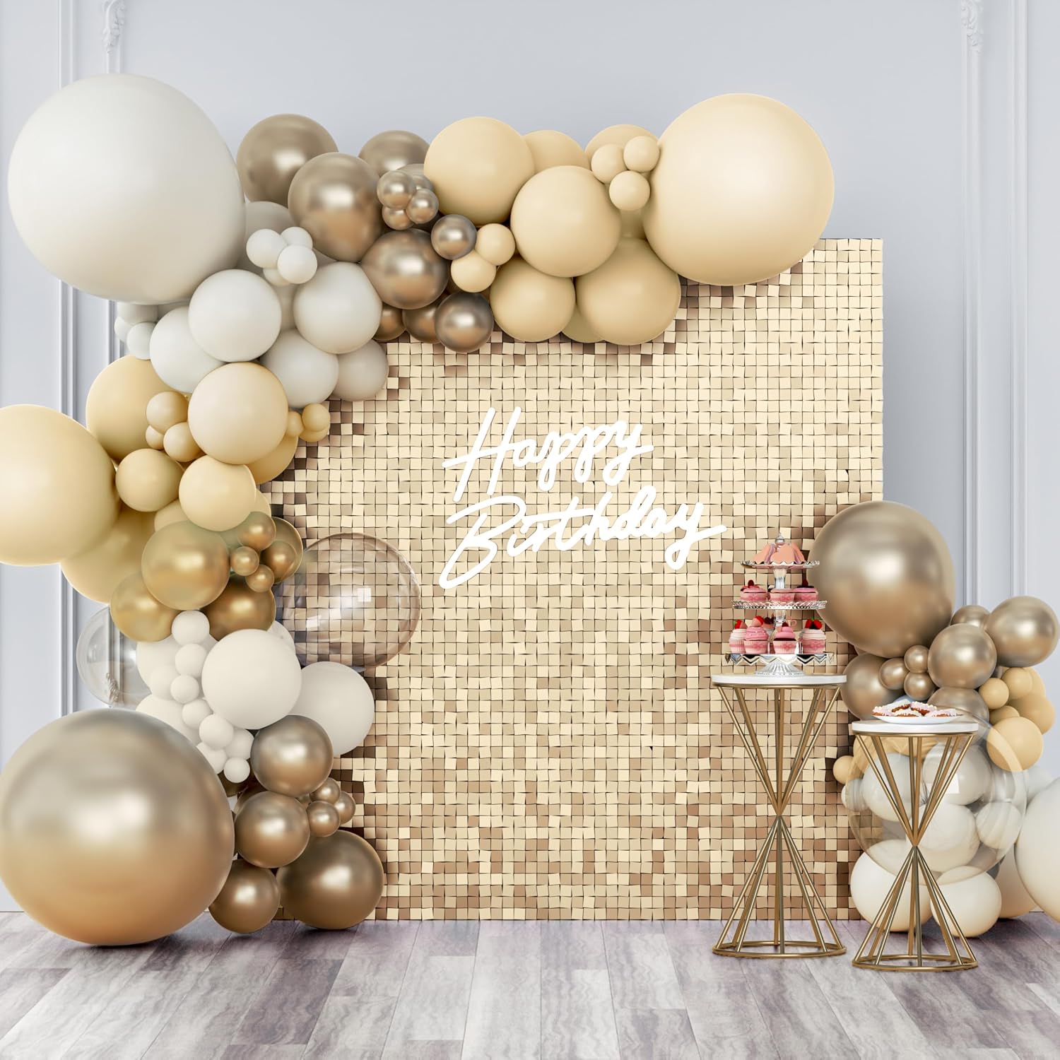 Shimmer Wall Backdrop Champagne Gold Sequin Panel Decor