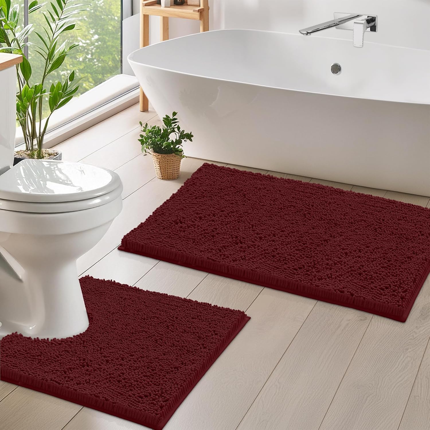 LuxUrux Bathroom Rugs Sets: Soft Plush, Quick Dry, Anti-Slip