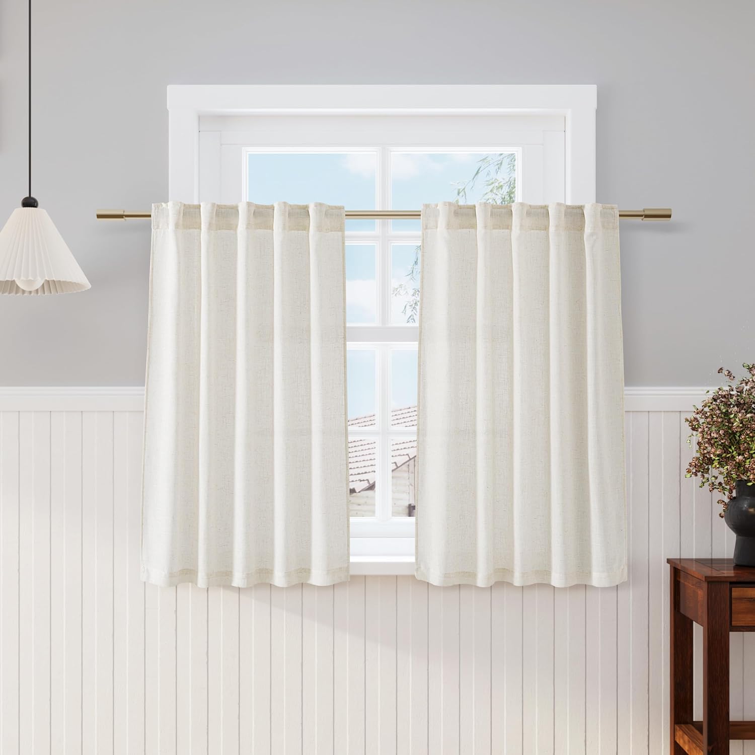 Natural Linen Curtains for Kitchen and Bathroom Decor