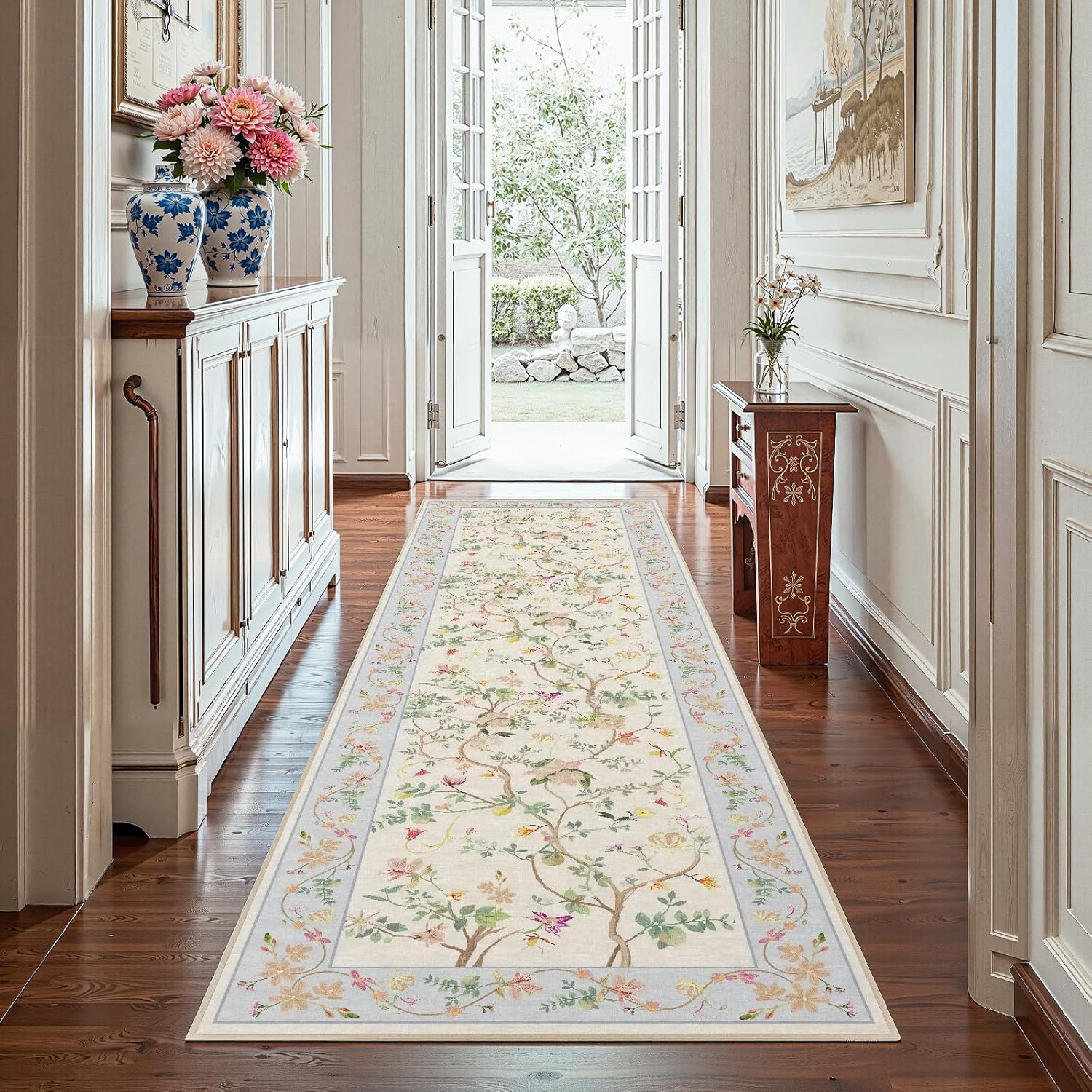 jinchan Floral Runners for Hallways - Soft Washable Rug